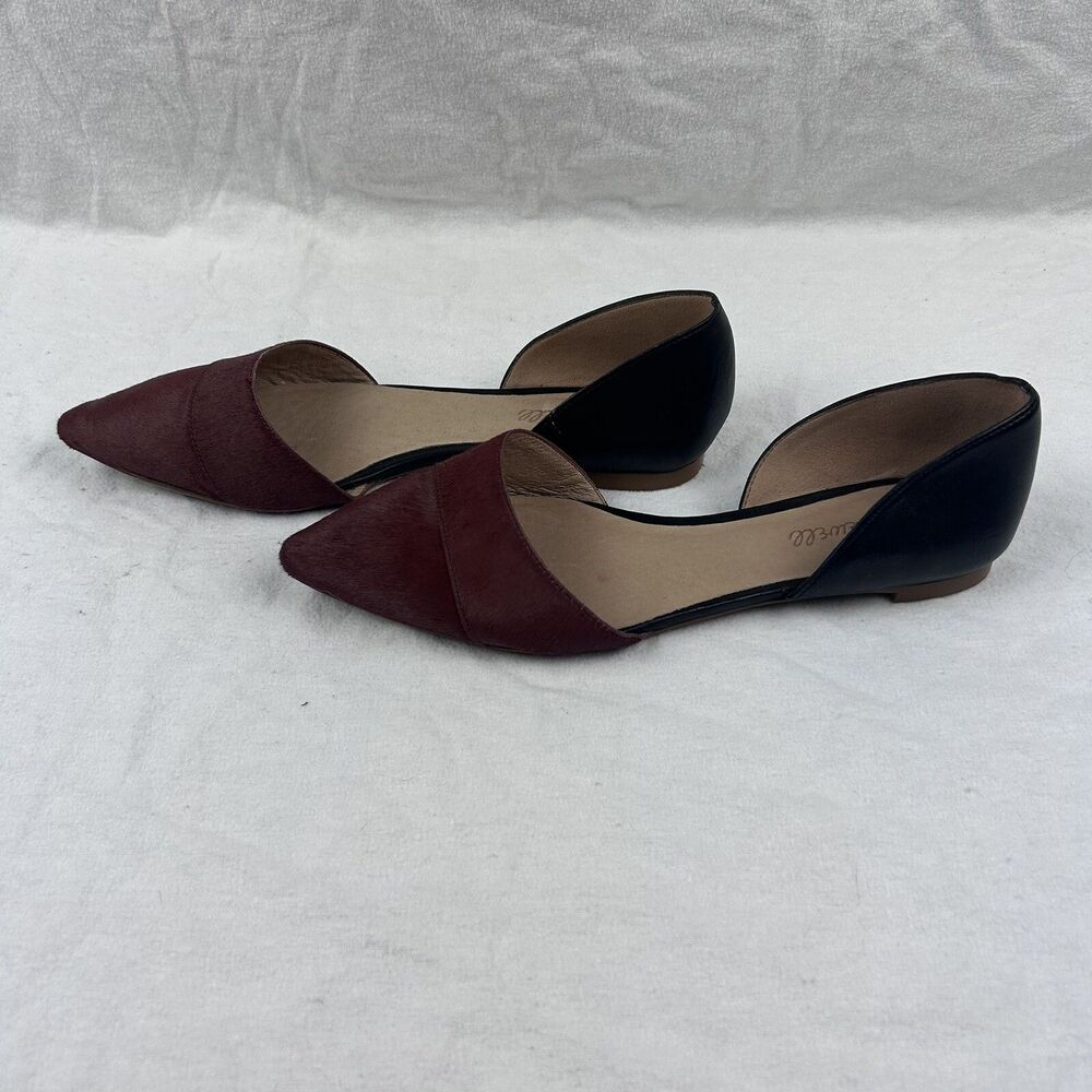 Madewell D’Orsay Flats Pointed Toe Womens 8.5 Black Burgandy Leather